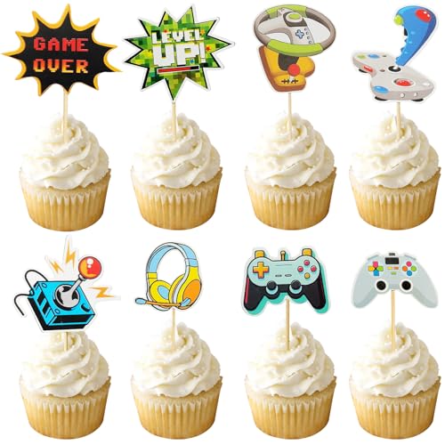32 Stück Muffin Kuchendeko Videospiel, Video Gaming Cupcake, Spiel Cupcake Topper Torte Kuchen, Gaming Theme Geburtstag Party Tortendeko Kuchendeko Geburtstagsdeko für Kinder Junge 32 Stück Muffin Kuchendeko Videospiel, Video Gaming Cupcake, Spiel Cupcake Topper Torte Kuchen, Gaming Theme Geburtstag Party Tortendeko Kuchendeko Geburtstagsdeko für Kinder Junge von Teselife
