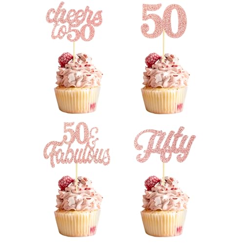 Teselife Tortendeko 50 Geburtstag Frau Mann, 24 Stück Glitzer Rose Gold 50. Geburtstag Cupcake Topper Geburtstagsdeko von 1974 für 50er Geburtstag Party Torten Kuchen Deko Teselife Tortendeko 50 Geburtstag Frau Mann, 24 Stück Glitzer Rose Gold 50. Geburtstag Cupcake Topper Geburtstagsdeko von 1974 für 50er Geburtstag Party Torten Kuchen Deko von Teselife
