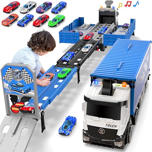 Transport Truck Spielzeugautos für Jungen,Tragbares Rennbahn Truck Spielzeugauto mit 8 Rennautos,Transporter Fahrzeug Spielzeug Set Geschenk für 3 4 5 6 7 8 9 10-12 Jahre Kinder Jungen Mädchen Transport Truck Spielzeugautos für Jungen,Tragbares Rennbahn Truck Spielzeugauto mit 8 Rennautos,Transporter Fahrzeug Spielzeug Set Geschenk für 3 4 5 6 7 8 9 10-12 Jahre Kinder Jungen Mädchen von Tesok