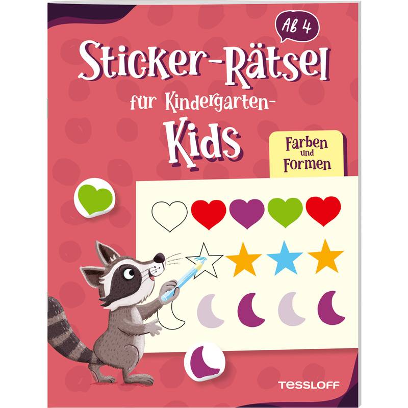 Sticker-Rätsel für Kindergarten-Kids. Farben und Formen von Tessloff
