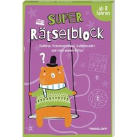 TESSLOFF 378864474 Super Rätselblock ab 8 Jahren Sudokus, Kreuzwörträtsel, Geheimcodes und viele andere Rätsel von Tessloff