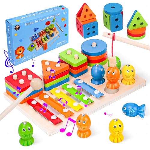 Teverellsax Magnetisches Angelspiel Montessori Spielzeug ab 2 Jahre Kinderspielzeug, 3 in 1 Xylophon&Stapelspielzeug Motorikspielzeug Holzspielzeug ab 2 Jahr, kinderspielzeug ab 2 Jahre Teverellsax Magnetisches Angelspiel Montessori Spielzeug ab 2 Jahre Kinderspielzeug, 3 in 1 Xylophon&Stapelspielzeug Motorikspielzeug Holzspielzeug ab 2 Jahr, kinderspielzeug ab 2 Jahre von Teverellsax