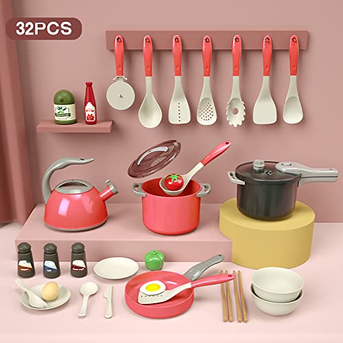 Tevimpeya 32pcs Kinderküche Zubehör, 32 Stück Kinderspielhaus Spielzeug Küchenspielzeug Set Kleinkind Rollenspiel Küche Kochgeschirr Kochen Spielzeug Set spielküche zubehör, rot Tevimpeya 32pcs Kinderküche Zubehör, 32 Stück Kinderspielhaus Spielzeug Küchenspielzeug Set Kleinkind Rollenspiel Küche Kochgeschirr Kochen Spielzeug Set spielküche zubehör, rot von Tevimpeya
