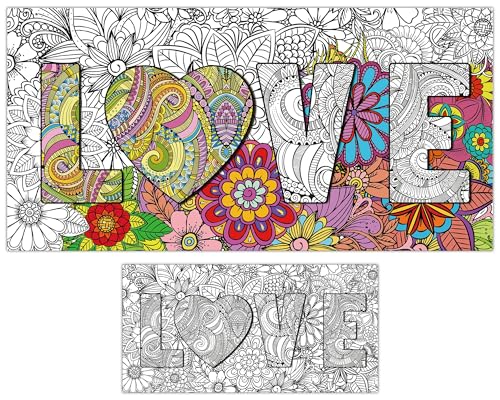 Riesige Mandala-Poster zum Ausmalen, 127 x 63,5 cm, Jumbo-Liebe-Mandala, Malposter für Kinder, Teenager, Erwachsene, große Mandala-Maltischdecke, riesige Kunsthandwerk für Zuhause, Klassenzimmer, Riesige Mandala-Poster zum Ausmalen, 127 x 63,5 cm, Jumbo-Liebe-Mandala, Malposter für Kinder, Teenager, Erwachsene, große Mandala-Maltischdecke, riesige Kunsthandwerk für Zuhause, Klassenzimmer, von Tevxj