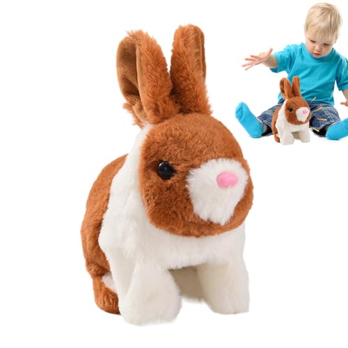 Elektrisches Plüsch -Hasenspielzeug, realistisches Hasenspielzeug | Interaktive springende Kaninchenpuppe | Entzückendes Plüsch -Hasenspielzeug für Wohnzimmer, Schlafzimmer, Kinderzimmer, Tischplatte von Tewzafiya
