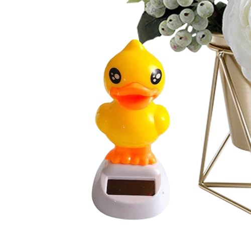 Gelbe Entenauto -Armaturenbrettdekor, Solar angetriebener Tanzende Ente | Solar Dancing Ente | Schwingung Puppenspielzeug Automobildekoration für Esstisch Kinderzimmer von Tewzafiya