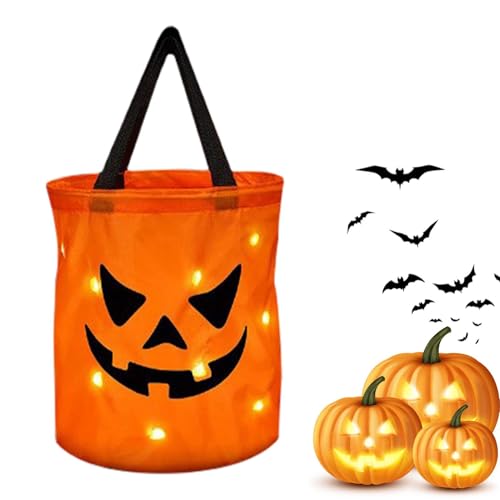 Led-leuchtende Kürbistüte,Led-leuchtende Halloween-Süßigkeitstüten | Partytüten Goodie Bags Kürbis-Süßigkeitseimer | Mehrzweck-Kürbiseimer mit großem Fassungsvermögen für Süßigkeiten, Schokolade, Led-leuchtende Kürbistüte,Led-leuchtende Halloween-Süßigkeitstüten | Partytüten Goodie Bags Kürbis-Süßigkeitseimer | Mehrzweck-Kürbiseimer mit großem Fassungsvermögen für Süßigkeiten, Schokolade, von Tewzafiya