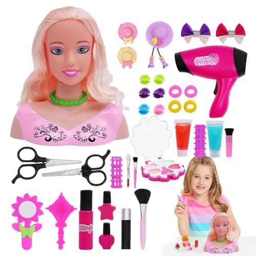 Puppenkopf für Mädchen schminken - Lebendiger Friseurpuppenkopf Interessant | Mädchen-Kopfschmuck-Spielzeug-Set, 36-teiliges pädagogisches Simulations-Haarstyling-Set, multifunktional für Kinder, Kind Puppenkopf für Mädchen schminken - Lebendiger Friseurpuppenkopf Interessant | Mädchen-Kopfschmuck-Spielzeug-Set, 36-teiliges pädagogisches Simulations-Haarstyling-Set, multifunktional für Kinder, Kind von Tewzafiya