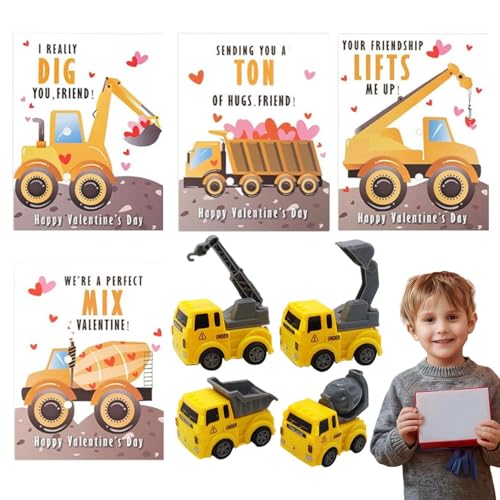 Spielzeugkarten für Baufahrzeuge, Valentinstag-Tauschkarten,4 Baufahrzeuge Spielzeug Valentinstagskarten 4 Stück Karten - Niedliche Vorschulfahrzeuge-Spielzeugkarten-Großpackung für Klassenzimmerpreis Spielzeugkarten für Baufahrzeuge, Valentinstag-Tauschkarten,4 Baufahrzeuge Spielzeug Valentinstagskarten 4 Stück Karten - Niedliche Vorschulfahrzeuge-Spielzeugkarten-Großpackung für Klassenzimmerpreis von Tewzafiya