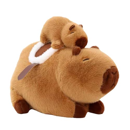 Tewzafiya Capybara Puppe, Capybara Plüschspielzeug - Nette ausgestopfte Capybara -Puppe mit Baby - Huggable -Kissen, emotionale Unterstützung Spielzeug, beruhigend nach Hause für Mädchen Kinder von Tewzafiya