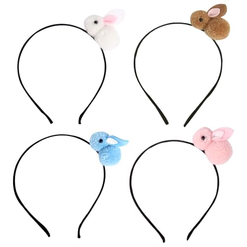 Tewzafiya Hasen-Haarreifen,Osterhasen-Haarbänder - 4X süße Hasen-Haarbänder Haarreifen | Kaninchen-Kopfbedeckung für Damen und Mädchen, Gastgeschenk für Frühlingsgeburtstag, Maskerade, Weihnachten von Tewzafiya