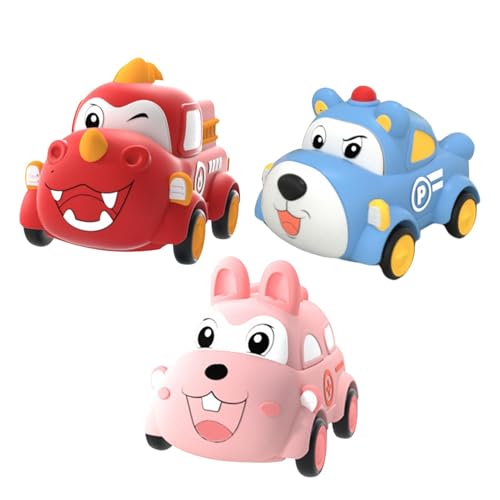 Tewzafiya Kleines Auto für Kinder, Spielzeugauto für Kleinkind - 3 Stücke mit Reibungsantrieb und Go-Auto mit Soundeffekten,Weiches Gummi kleines Spielfahrzeug für Kinder über 18 Monate von Tewzafiya