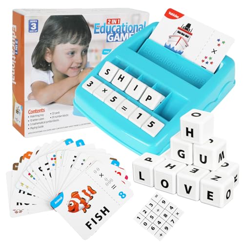 Texliney Buchstaben und Rechen Lernspiel, Buchstaben Lernen, Montessori Lesen Lernen ab 3 4 5 6 7 8 Jahre Mädchen und Junge, Think Words Spiel mit Buchstaben, Vorschulkinder Geschenke von Texliney
