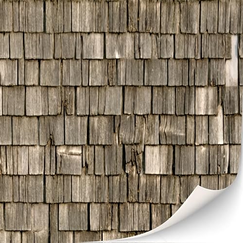 3 Blatt Selbstklebende Dachziegel und Dachschindeln für Puppenhäuser Maßstab 1:12 (Dachschindeln Holz) von TexturKontor
