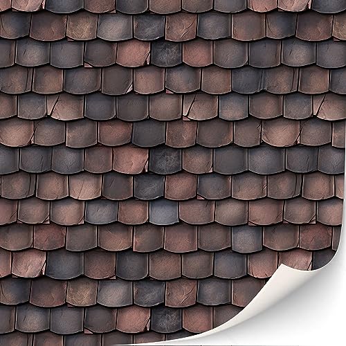 3 Blatt Selbstklebende Dachziegel und Dachschindeln für Puppenhäuser Maßstab 1:12 (Dachschindeln rot) von TexturKontor