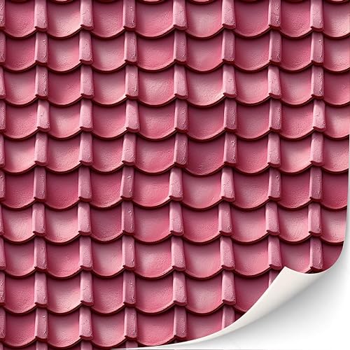 3 Blatt Selbstklebende Dachziegel und Dachschindeln für Puppenhäuser Maßstab 1:12 (Pinke Dachziegel) von TexturKontor
