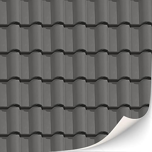 3 Blatt Selbstklebende Dachziegel und Dachschindeln für Puppenhäuser Maßstab 1:12 (Schwarze Dachziegel) von TexturKontor