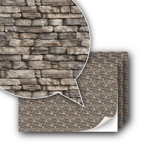 3 Blatt Selbstklebende Dekorfolie Wandverkleidung für Modellbau im Maßstab 1:87 Spur H0 (UK: 3,5mm Scale) (Helles Cottage) von TexturKontor