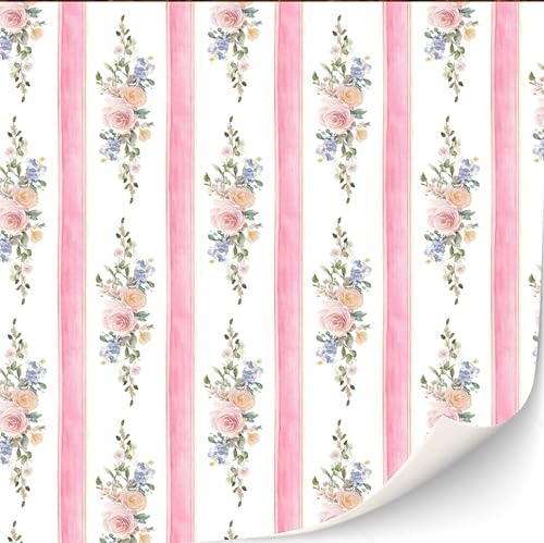 3 Blatt Selbstklebende Tapeten für Puppenhäuser Maßstab 1:12 Moderne Tapeten Art DécoTapeten Artdeco Tapeten (Blumen Bouquet Pink) von TexturKontor