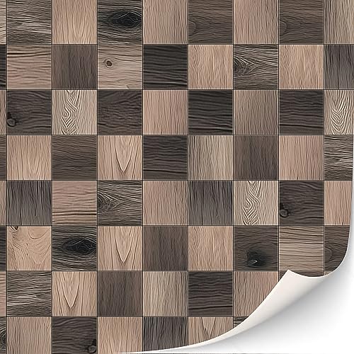 3 Blatt Selbstklebender Fußbodenbelag für Puppenhäuser Maßstab 1:12 (Holz Schachbrettmuster 1) von TexturKontor