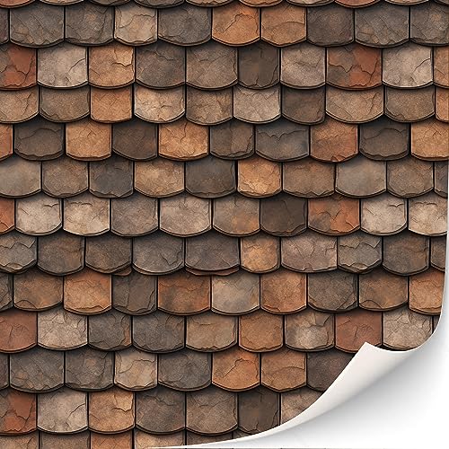 3 Blatt Selbstklebende Dachziegel und Dachschindeln für Puppenhäuser Maßstab 1:12 (Dachschindeln braun) von TexturKontor