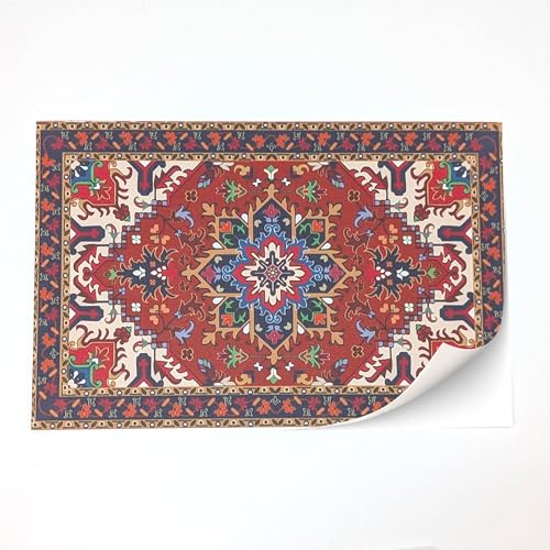 Selbstklebender Teppich mit echter Textilstruktur für Puppenhäuser Maßstab 1:12 (Orientalischer Teppich rot 2) von TexturKontor