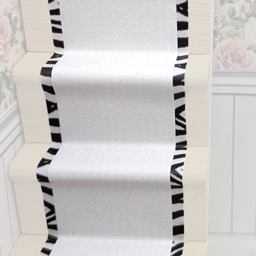 Selbstklebender Teppich mit echter Textilstruktur für Puppenhäuser Maßstab 1:12 (Zebra Rand) von TexturKontor