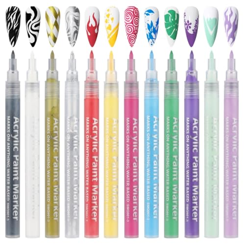 12-farbe 3D Nail art Stifte Für Maniküre, Nagel Graffiti Malerei Set Für Frauen, Acryl Marker Stifte Für DIY Nail art 12-farbe 3D Nail art Stifte Für Maniküre, Nagel Graffiti Malerei Set Für Frauen, Acryl Marker Stifte Für DIY Nail art von Texvora