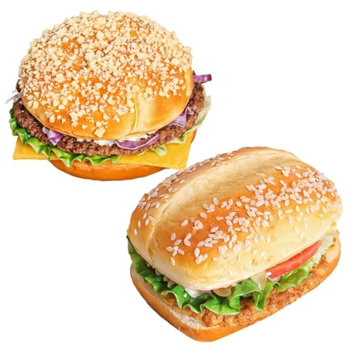Künstliches Hamburger-Requisiten-Set, realistische künstliche Lebensmittelmodelle, weiches PU-Material, 17,9 x 6,6 x 7,6 cm, ideal für Fotografie und Präsentation Künstliches Hamburger-Requisiten-Set, realistische künstliche Lebensmittelmodelle, weiches PU-Material, 17,9 x 6,6 x 7,6 cm, ideal für Fotografie und Präsentation von Texvora