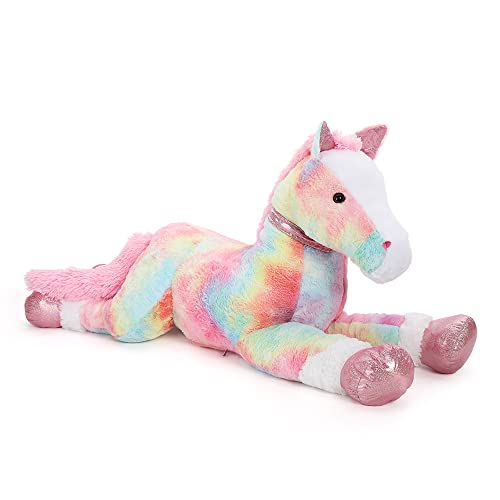 Tezituor Großes Stoffpferd, 91 cm, rosa Pferd, Plüschtier, 88,9 cm, weiches Regenbogen-Pony-Kissen, Spielzeug für Kinder von Tezituor