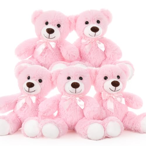 Tezituor Teddybär Stofftier Bulk 5 Packungen, 35,6 cm kleine Masse, Teddybär Plüsch, Teddybären, Mittelstück für Babyparty, Stoffbären, Geschenk für Kinder, Freundin zu Weihnachten, Valentinstag, Rosa Tezituor Teddybär Stofftier Bulk 5 Packungen, 35,6 cm kleine Masse, Teddybär Plüsch, Teddybären, Mittelstück für Babyparty, Stoffbären, Geschenk für Kinder, Freundin zu Weihnachten, Valentinstag, Rosa von Tezituor