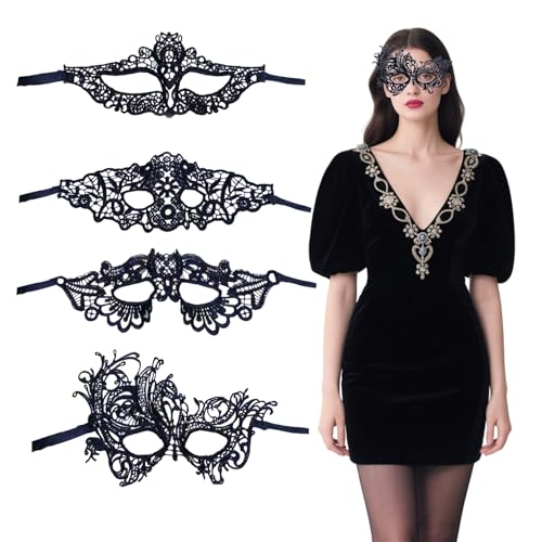 Tgsedr 4pcs Black Lace Masquerade Mask for Women Halloween Mask Maskerade Ball Masks for Halloween Carnival Costume Party Ball Tgsedr 4pcs Black Lace Masquerade Mask for Women Halloween Mask Maskerade Ball Masks for Halloween Carnival Costume Party Ball von Tgsedr