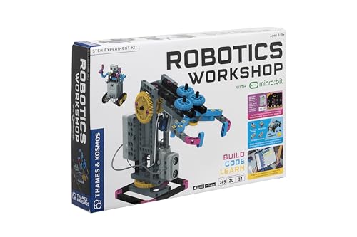 Thames & Kosmos Robotik-Werkstatt mit Micro:Bit, STEM Lern- und Experimentier-Set, Codierungs- und Programmier-Kit für Erwachsene und Kinder, nutzt MakeCode-App, um Python und JavaScript zu lernen, ab von Thames and Kosmos