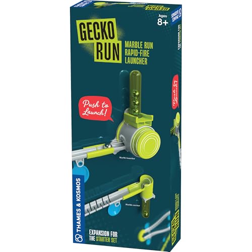 Gecko Run Kugelbahn Rapid-Fire Launcher Erweiterungspaket | Thames & Kosmos, Extra Stunt für Vertikale Kugelbahn Starterset; Schnelle, No-Mess Setup, rückstandsfreie Nano-Klebepads, stundenlanges von Thames & Kosmos