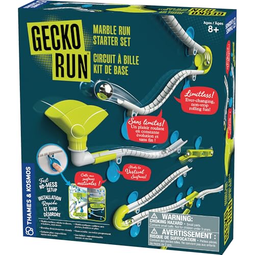 Gecko Run Murmelbahn Starterset von Thames & Kosmos, Spielzeug des Jahres Gewinner - 63-teilige vertikale Kugelbahn, flexible Schienen | Schnelle, No-Mess Setup | Stundenlanges kreatives Spielen | 2 von Thames & Kosmos