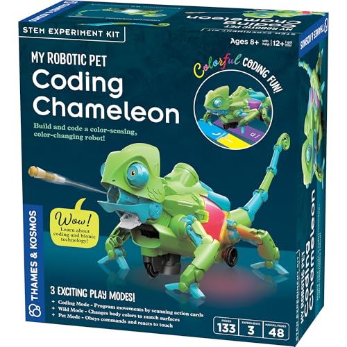 Thames & Kosmos My Robotic Pet: Coding Chamäleon STEM Building & Experiment Kit | Farbsensor-Codierungsroboter für Jungen und Mädchen ab 8 Jahren, bildschirmfreier Lernspaß, Roboterreptil mit 3 von Thames & Kosmos
