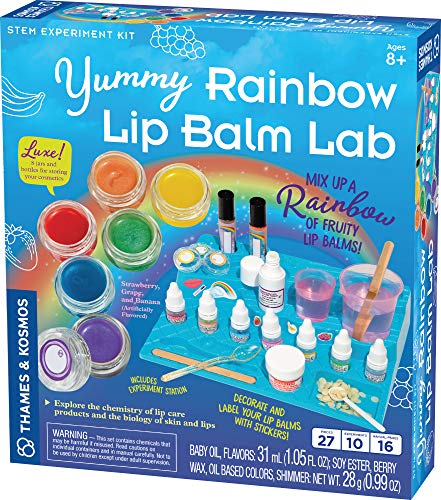 Thames & Kosmos - Regenbogen-Lippenbalsam-Laber-Set zur Herstellung von Lippenbalsam und Glitzer in einem bunten Regenbogen, inklusive Erdbeere, Traube, Banane und Kosmetikflaschen | Chemie u Thames & Kosmos - Regenbogen-Lippenbalsam-Laber-Set zur Herstellung von Lippenbalsam und Glitzer in einem bunten Regenbogen, inklusive Erdbeere, Traube, Banane und Kosmetikflaschen | Chemie u von Thames & Kosmos