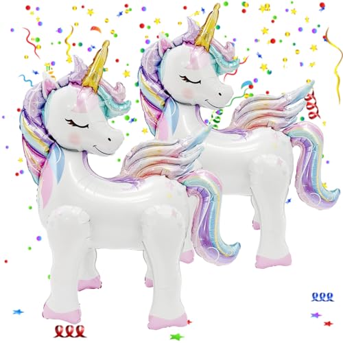 Thapncow 2 Stück 3D Einhornballons, stehende Folienballons Einhörner, Kindergeburtstagdekoration, Cartoon Einhornballons Thapncow 2 Stück 3D Einhornballons, stehende Folienballons Einhörner, Kindergeburtstagdekoration, Cartoon Einhornballons von Thapncow