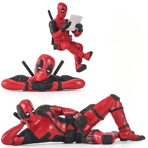 Thapncow Lustiger Anime Deadpool Anime Auto Innendekoration Zubehör, Deadpool Figuren Kuchen Dekoration, PVC Modell Spielzeug, 3 Stück Mini Figuren Set Cake Topper, Marvel-Geschenke für Männer Thapncow Lustiger Anime Deadpool Anime Auto Innendekoration Zubehör, Deadpool Figuren Kuchen Dekoration, PVC Modell Spielzeug, 3 Stück Mini Figuren Set Cake Topper, Marvel-Geschenke für Männer von Thapncow