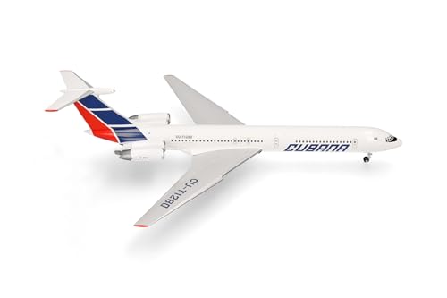 Herpa Modellflugzeug Cubana de Aviación Ilyushin IL-62M Miniatur im Maßstab 1:200, Sammlerstück, Flugzeug Modell ohne Standfuß, Metall von The Airplane Shop