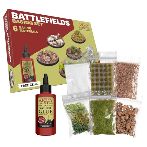 The Army Painter Battlefields Basing Set, Komplete Modellbau Zubehör Szenerie 50ml Pva Kleber, 35 Grüne Büschel, Modellbau Gras/static Grass Und Brown Battleground Usw Für Dungeons And Dragons von The Army Painter