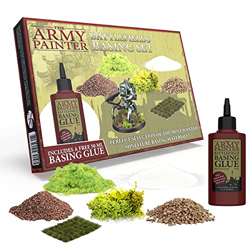 The Army Painter Battlefields Basing Set, Komplete Modellbau Zubehör Szenerie 50ml Pva Kleber, 35 Grüne Büschel, Modellbau Gras/static Grass Und Brown Battleground Usw Für Dungeons And Dragons von The Army Painter