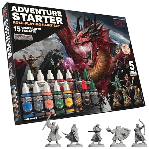 The Army Painter, GameMaster: Adventure Starter Role-playing Paint Set, 15 x 18 ml Fanatic Modellbau Farben, inkl. Grundierung, 5 Tabletop Figuren & 1 Pinsel - Für Dnd & Warhammer The Army Painter, GameMaster: Adventure Starter Role-playing Paint Set, 15 x 18 ml Fanatic Modellbau Farben, inkl. Grundierung, 5 Tabletop Figuren & 1 Pinsel - Für Dnd & Warhammer von The Army Painter