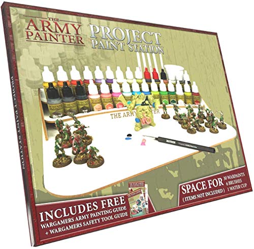 The Army Painter - Project Paint Station | Malstation | Farbhalter | Farbständer und Pinselhalter in Einem– für 30 Warpaints, 7 Pinsel und 1 Wasserbehälter | inkl. kostenloser Malanleitung von The Army Painter