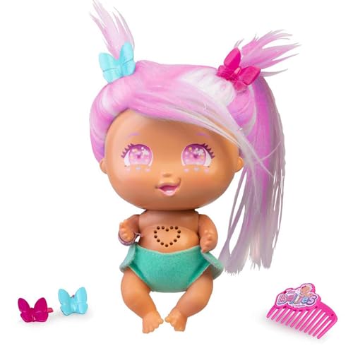 The Bellies From Bellyville - Bellie HaHa Hanna, Baby-Puppe mit lustigem Lachen, langes und weiches Haar, zum Kämmen mit Kamm und Zubehör, Famosa (700017351) von The Bellies From Bellyville