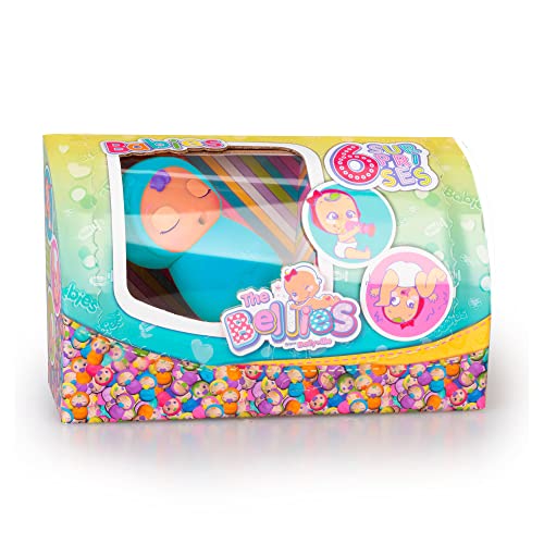 Die Bellies von Bellyville - Die Baby Bellies Muak Muak, blau, Babypuppen zum Pflegen, weich und matschig mit 6 verschiedenen Überraschungen, Spaß, Schaukeln, +3 Jahre, Famosa (BEE08200) von The Bellies From Bellyville