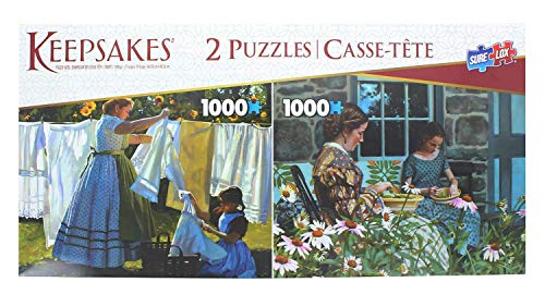 Set of 2 Keepsakes 1000 Piece Jigsaw Puzzles | Wash Day / Snapping Beans von The Canadian Group