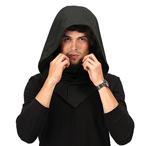 Rogue Ninja Hood Cyberpunk Maske Assassin Cosplay Techwear Cowl Ren Faire (schwarz) von The Cosplay Company