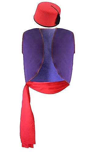 3-teiliges Aladdin-Kostüm-Set für Erwachsene, Raute im rauen Kostüm für Straßenratten, Größe L/XL von The Dragons Den Fancy Dress Ltd