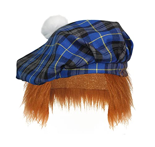 Blue Hunting Tartan Tam-O-Shanter With Ginger Hair Scottish Highland Hat von The Dragons Den